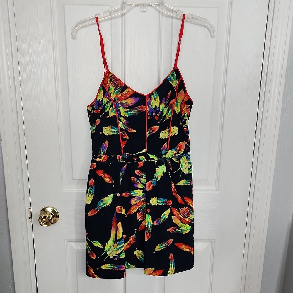 Mustard Seed Feather Dress With Stomach Cutouts